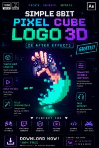 Simple 8bit Pixel Cube Logo 3D Gratis ()